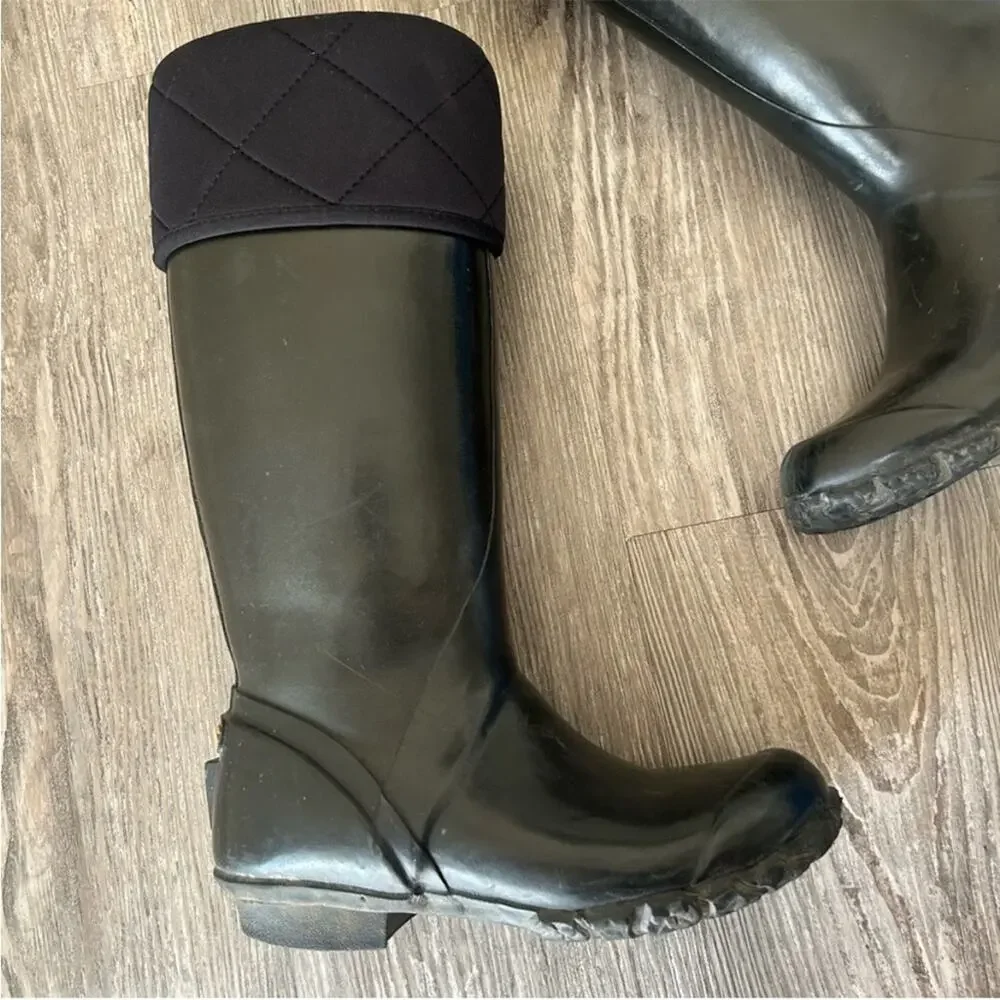 Bogs Black Alex Quilted Tall RainBoots Size 6
